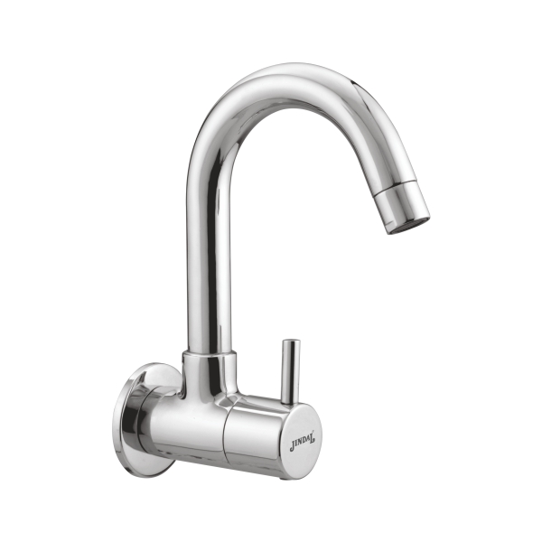 Sink Cock with Swinging Spout with Wall Flange