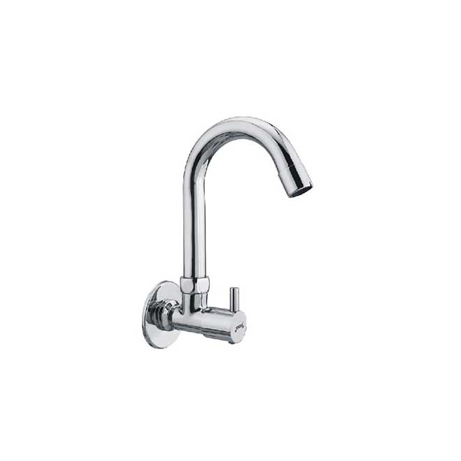 Sink Cock with S.S Swinging Spout with Wall Flange